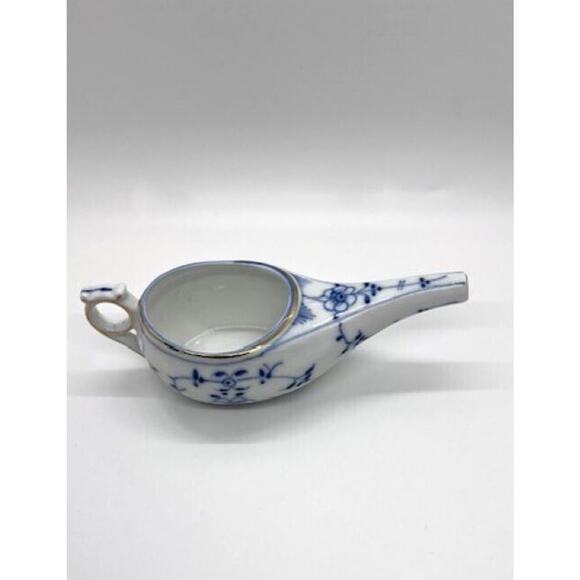 Vtg German Huttensteinach Blue Onion Invalid Person Feeder Porcelain Handmade - Picture 2 of 9
